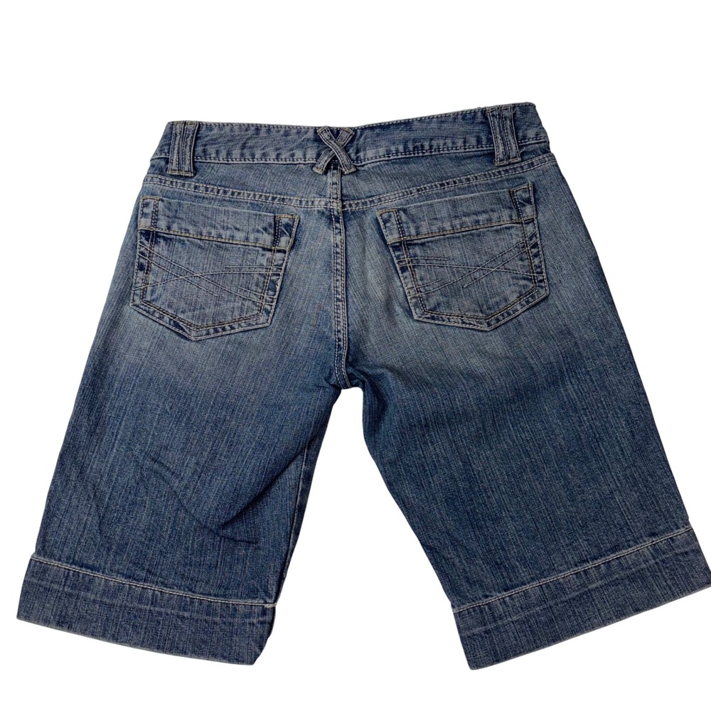 Aeropostale Denim Bermuda Shorts Women's Size 5/6‎ Blue Jean Cuffed Pockets - Picture 3 of 6